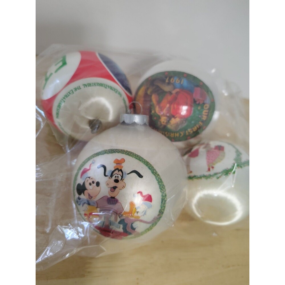 Lot Of 4 Vintage Ornaments Walt Disney's 1975 Christmas, ET, 1997 Christmas